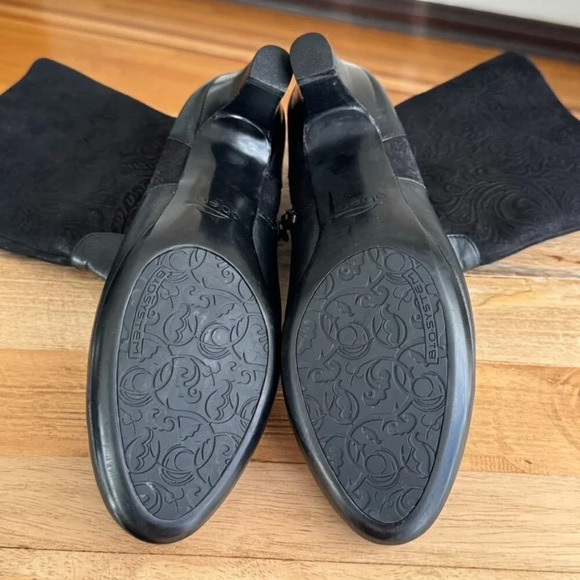 Abeo Honest Black Tooled Embossed Floral Leather Inner Zip Heeled Boot Size 8 N - Picture 14 of 15